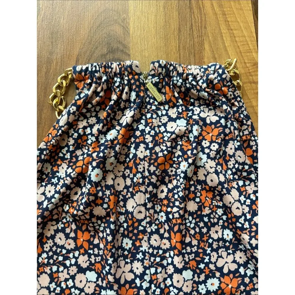 Michael Kors Woman’s XS Navy, Peach & Orange Floral Skirted Dress
